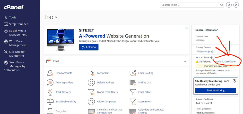 ssl არაა აქტიური